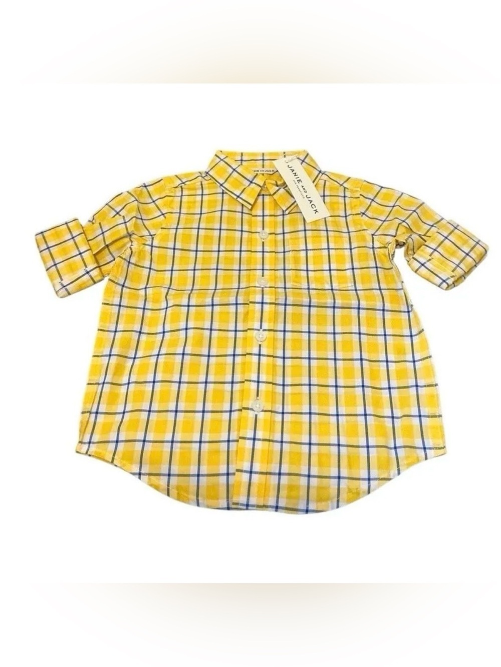 NWT Janie & Jack Yellow Plaid Button Up Top
